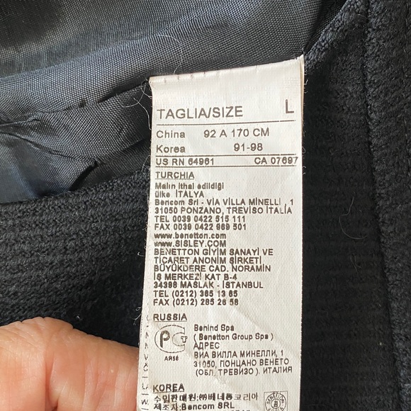 Vintage 90’s Stile Benetton LBD dropped Waist! 100% Wool  Dress! L - Picture 8 of 17